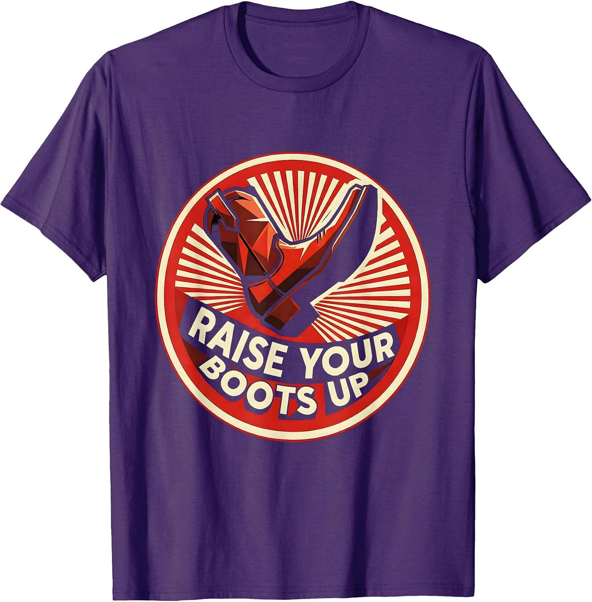 Men's Raise Your Boots Up Western Country Design T-Shirt - Purple