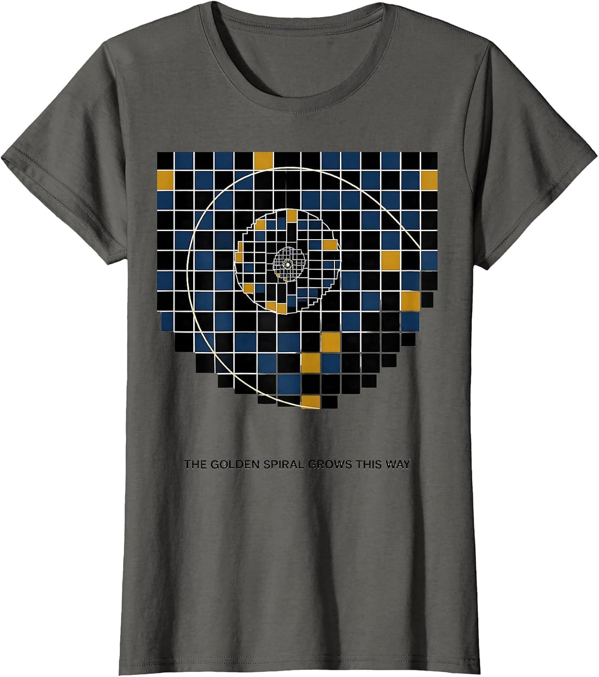 Women's The Golden Spiral Grows This Way Geometric Math Sacred T-Shirt - Asphalt Grey
