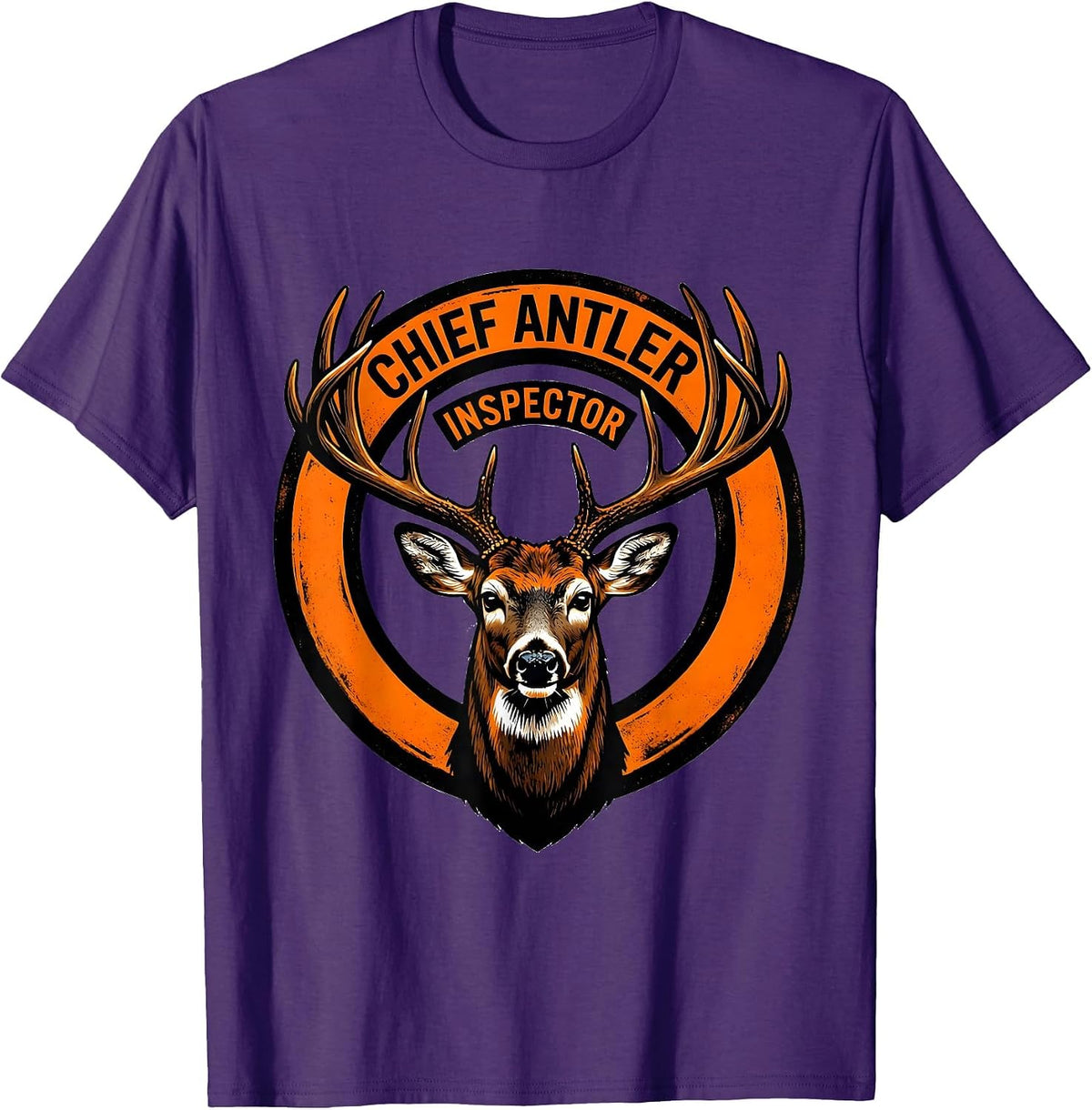 Chief Antler Inspector Funny Deer Hunting Dad Hunter Gift T-Shirt - Purple