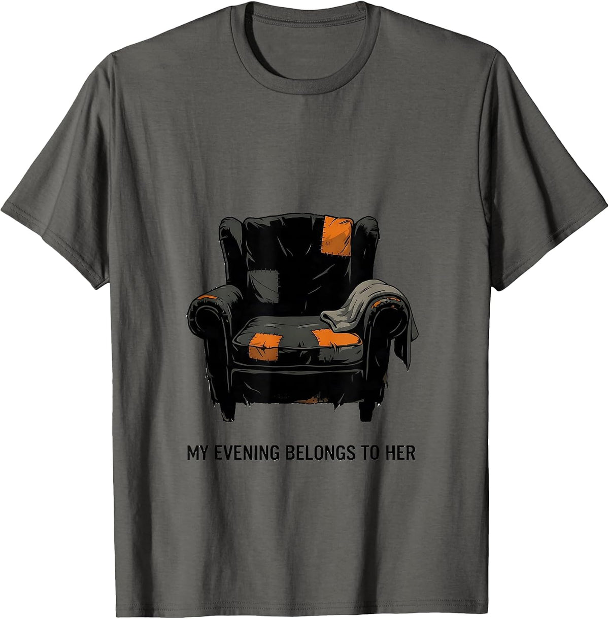Men's My Evening Belongs To Her Tortoiseshell Cat Owner Tortie Cat T-Shirt - Asphalt Grey