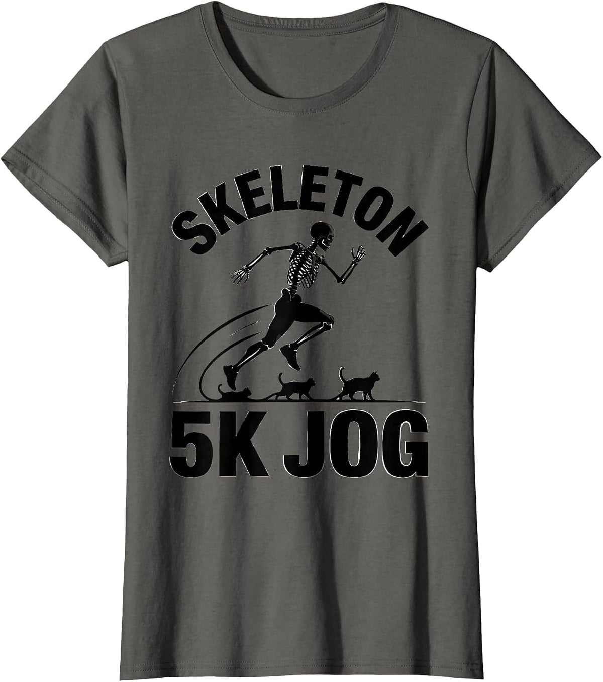 Women's Skeleton 5K Jog Funny Halloween Runner Costume Race Matching T-Shirt - Asphalt Grey