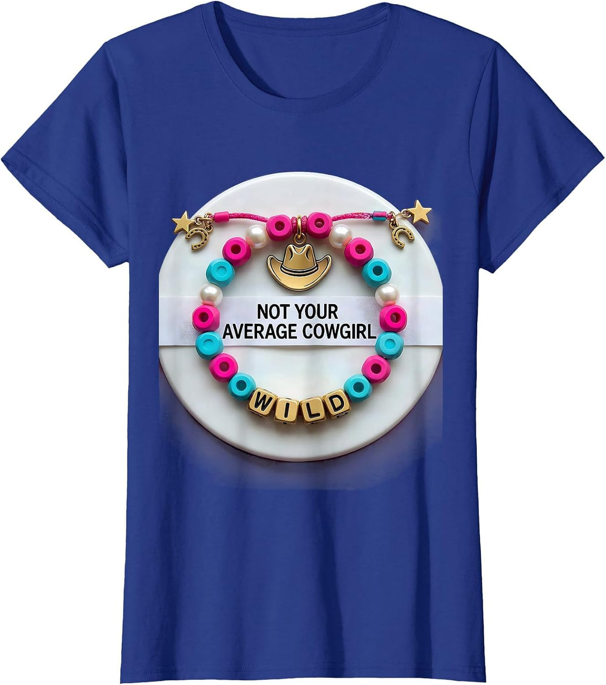 Women's Not Your Average Cowgirl Western Design T-Shirt - Royal Blue