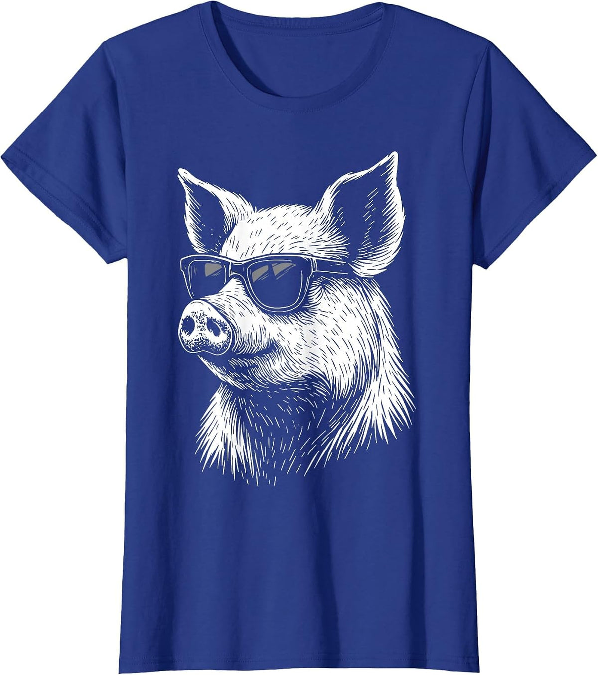 Pig Sunglasses Farmer T-Shirt - Royal Blue