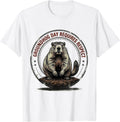 Men's Groundhog Day Requires Respect Funny Vintage Badge Humor T-Shirt - White