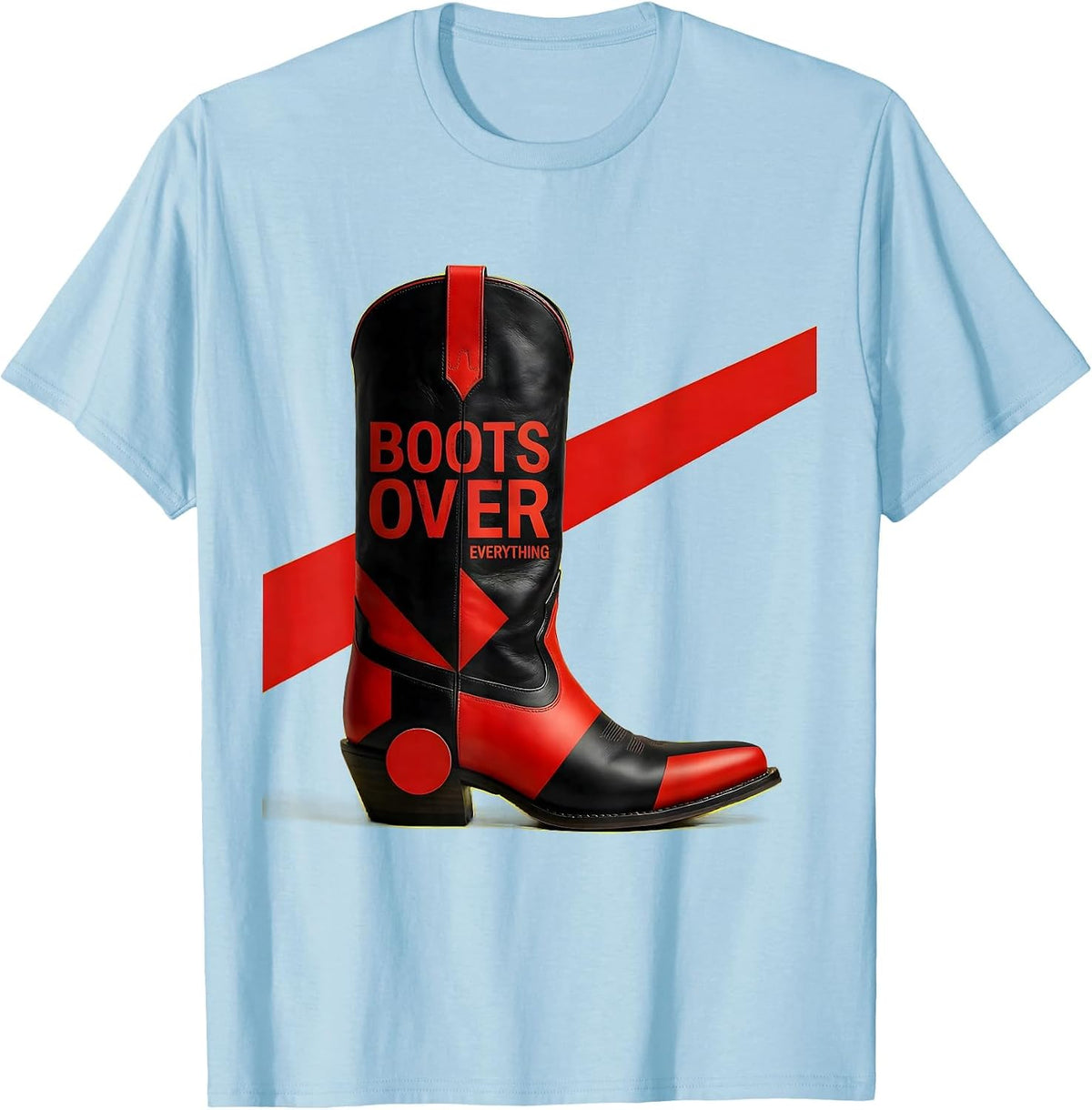Men's Boots Over Everything Western Pride Design T-Shirt - Baby Blue
