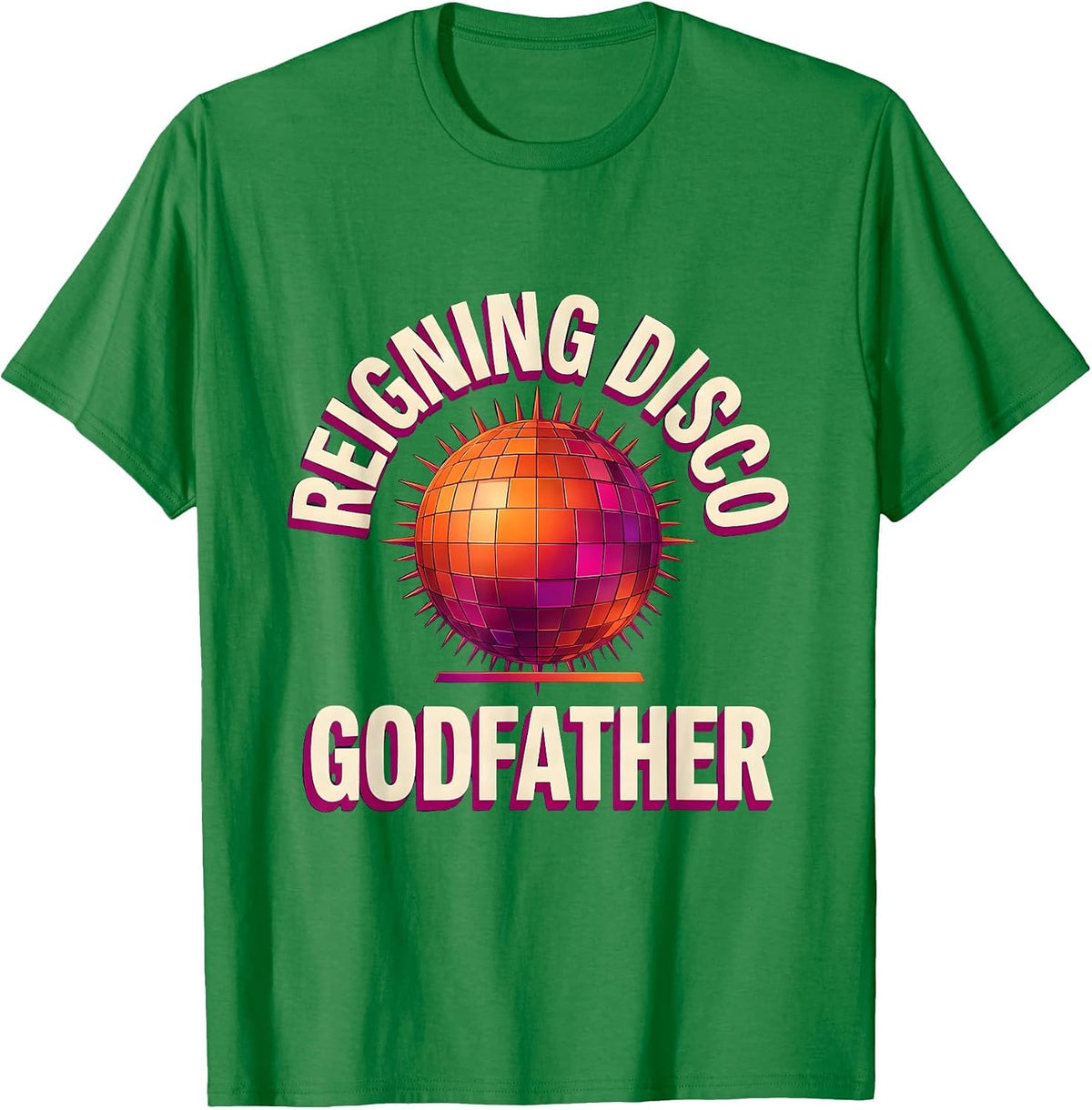 Men's Reigning Disco Godfather Gradient Retro 70s Disco Party T-Shirt - Kelly Green