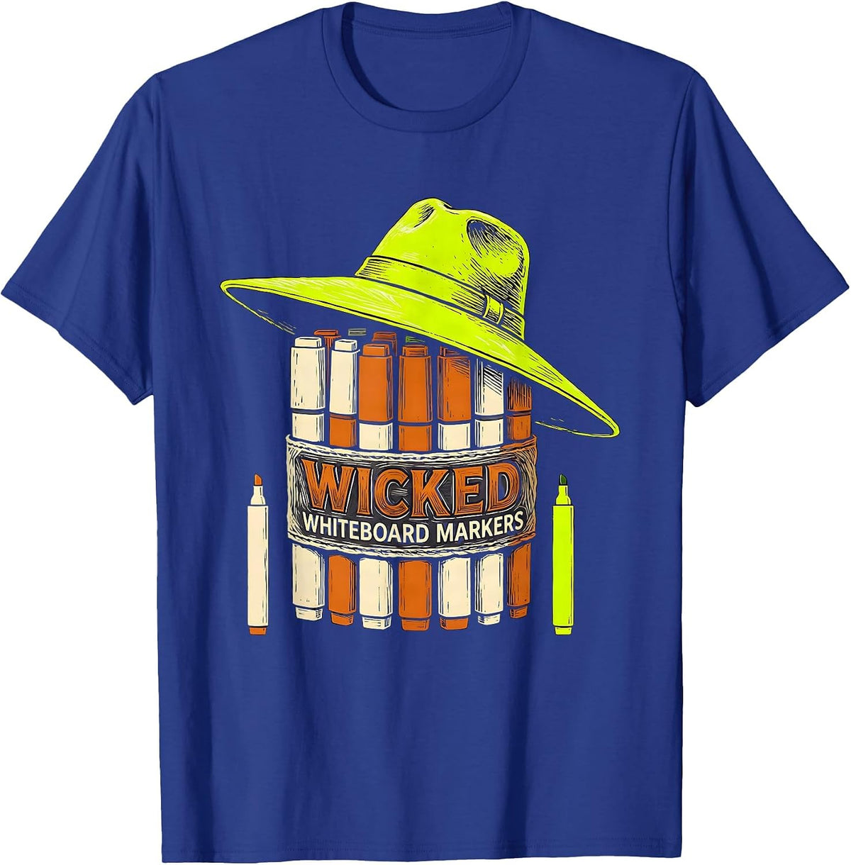 Wicked Whiteboard Markers Funny Teacher Halloween School T-Shirt - Royal Blue
