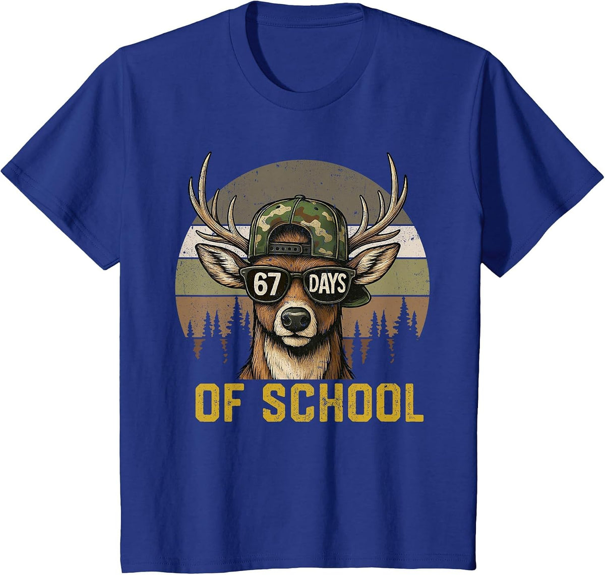 67 Days of School Deer Hunting Boy Camo Boy Girl Teacher T-Shirt - Royal Blue