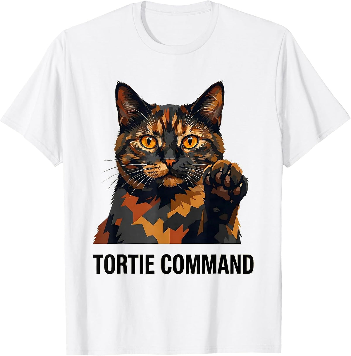 Men's Tortie Command Funny Tortie Cat Lover Tortoiseshell Cat T-Shirt - White