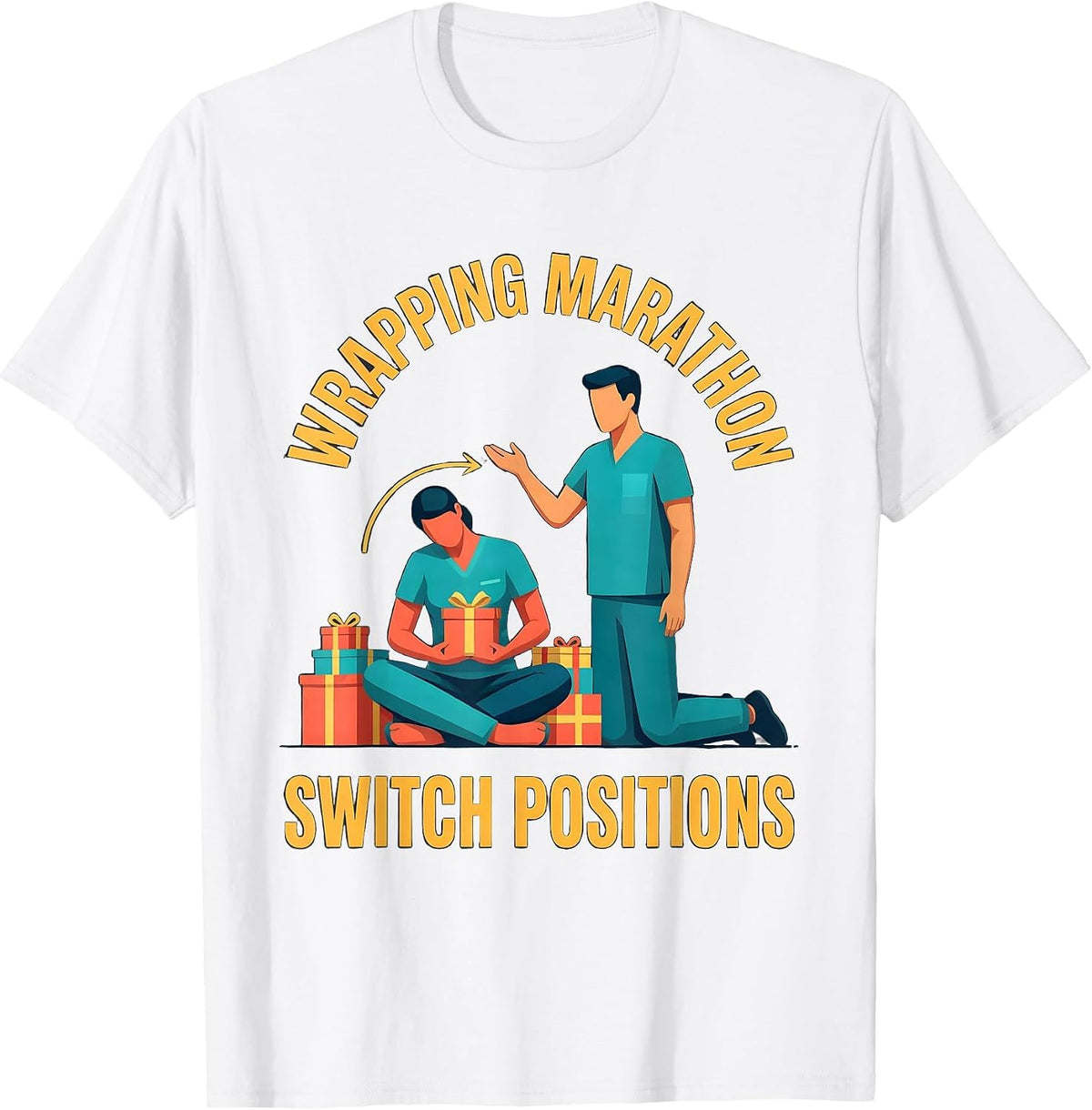 Men's Wrapping Marathon Switch Positions Funny Physical Therapist T-Shirt - White