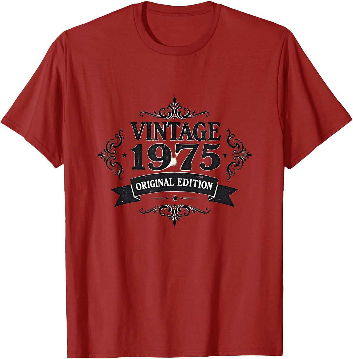 Vintage 1975 Original Edition Retro Design T-Shirt - Cranberry Red