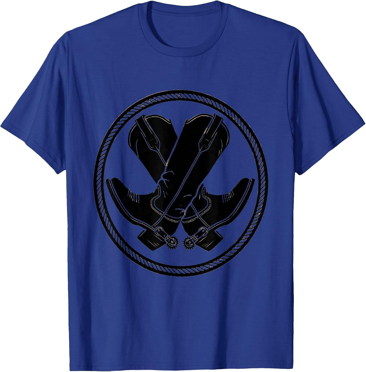 Crossed Cowboy Boots With Spurs Western Graphic T-Shirt - Royal Blue