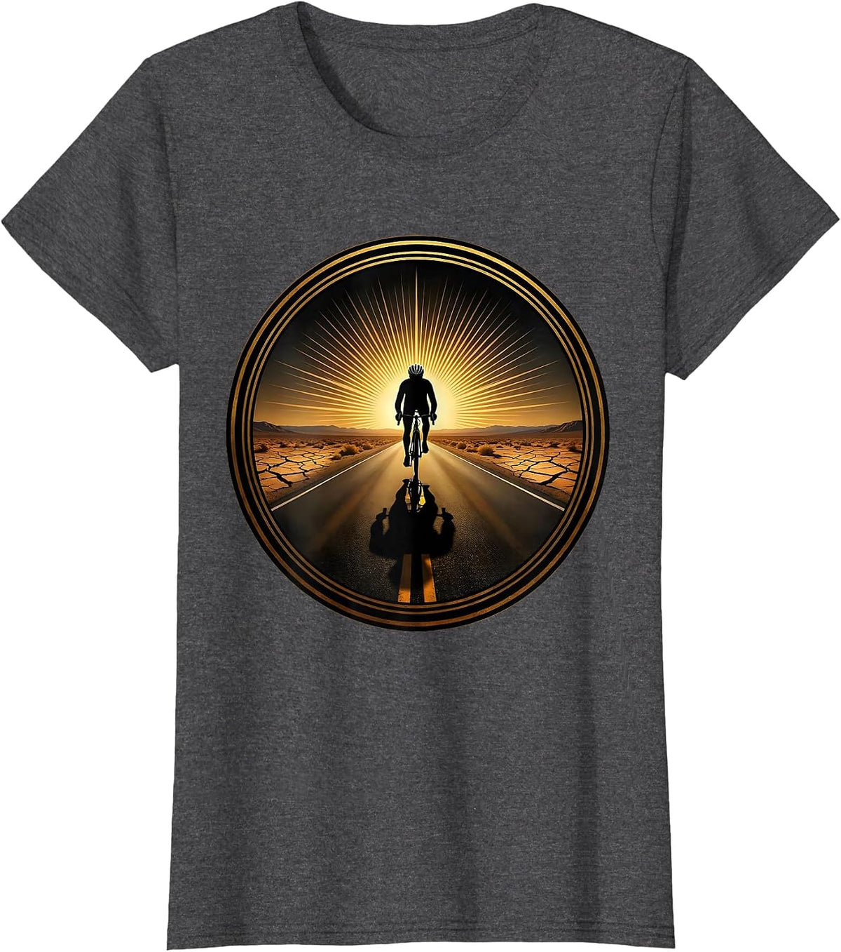 Women's Cyclist Shadow Desert Highway Graphic T-Shirt - Dark Heather Grey