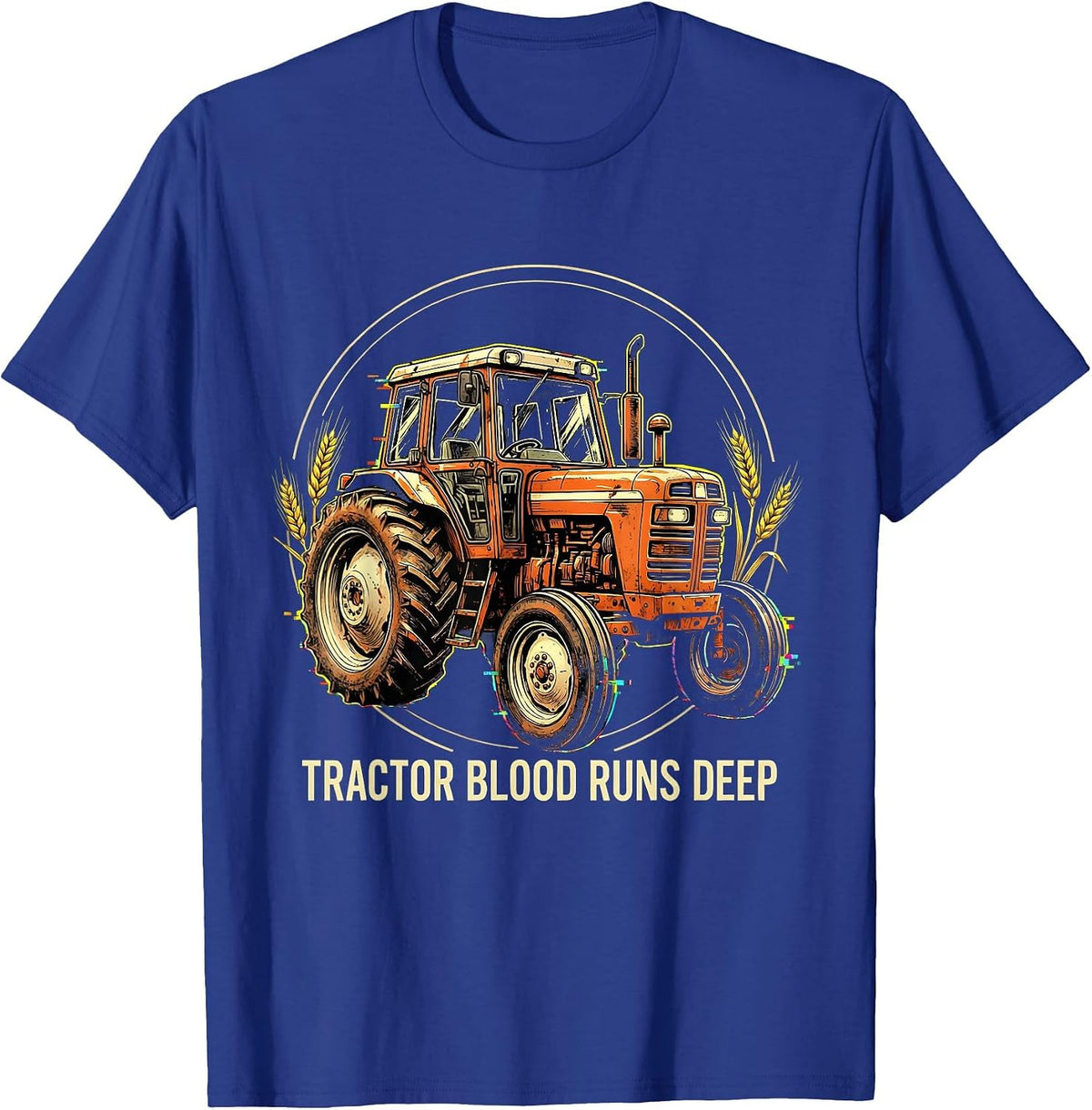 Tractor Blood Runs Deep Vintage Farm Design T-Shirt - Royal Blue