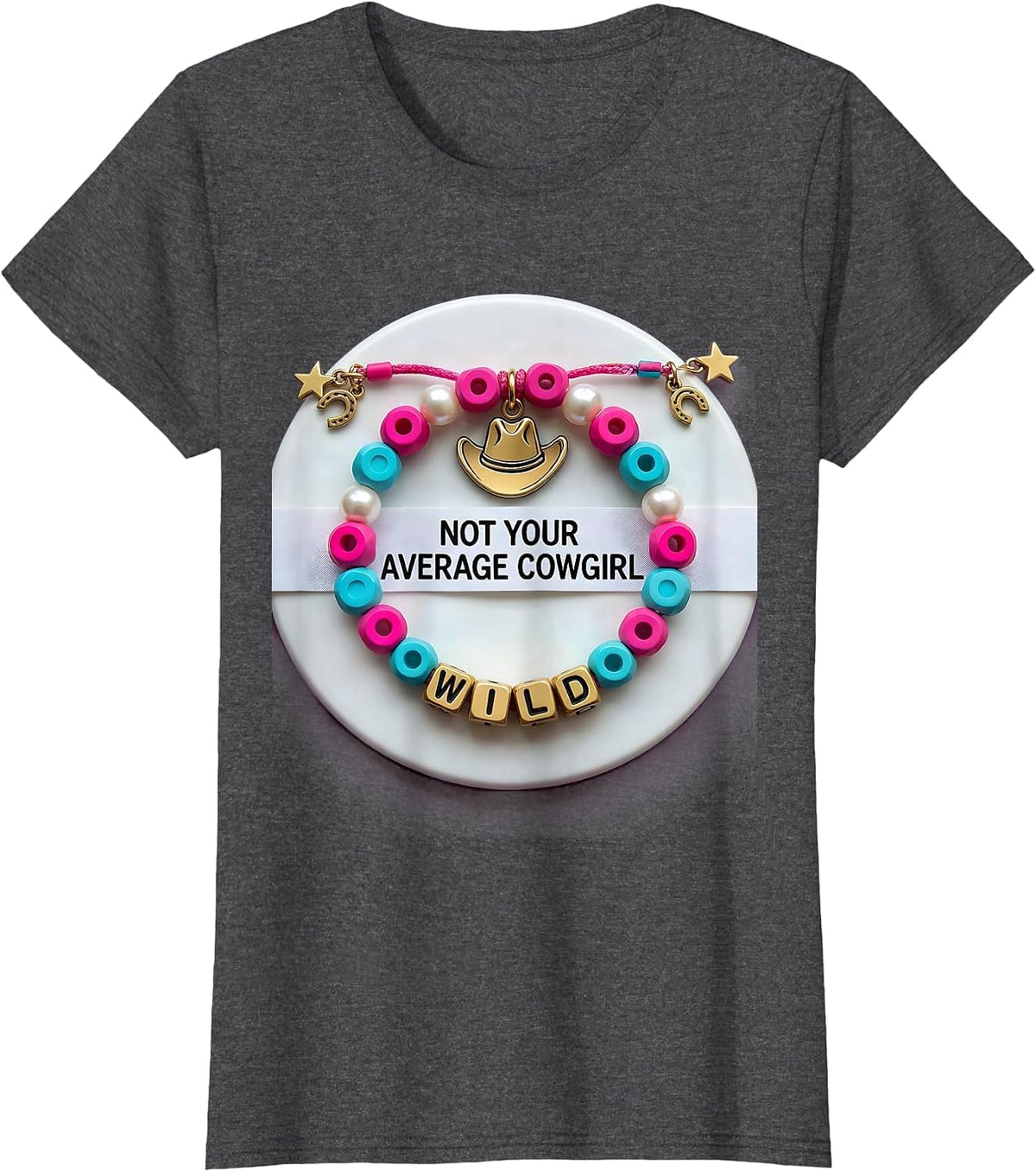 Women's Not Your Average Cowgirl Western Design T-Shirt - Dark Heather Grey