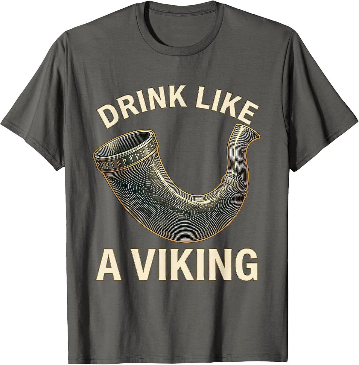 Men's Drink Like a Viking Norse Warrior Design T-Shirt - Asphalt Grey