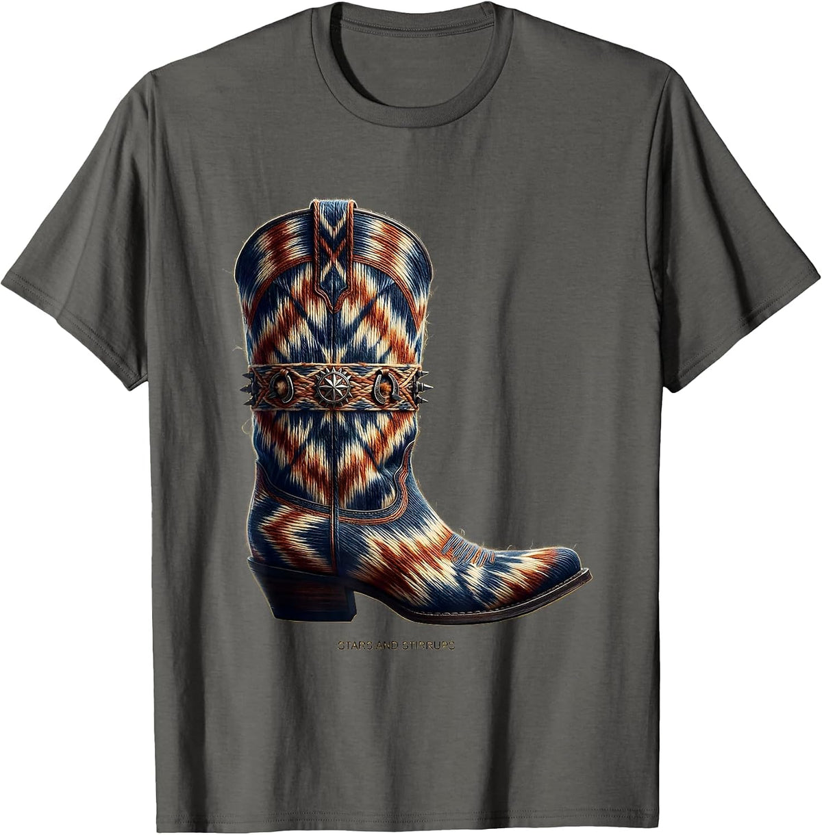Men's Stars and Stirrups Western Cowboy Design T-Shirt - Asphalt Grey
