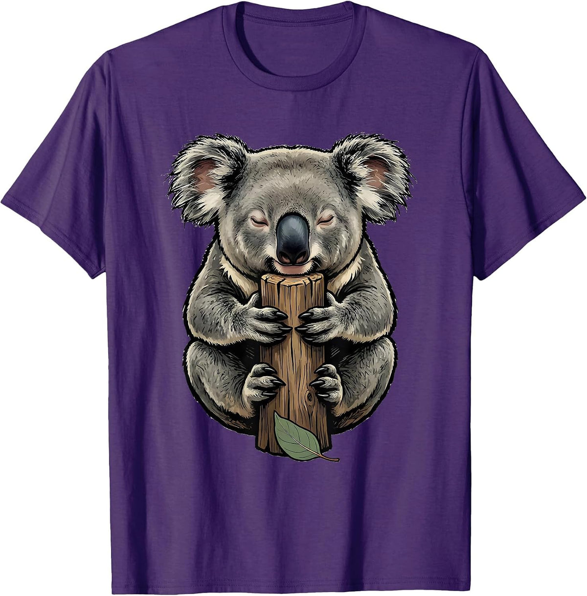 Men's Koala Hugging Post Cute Animal Lover Humor T-Shirt - Purple