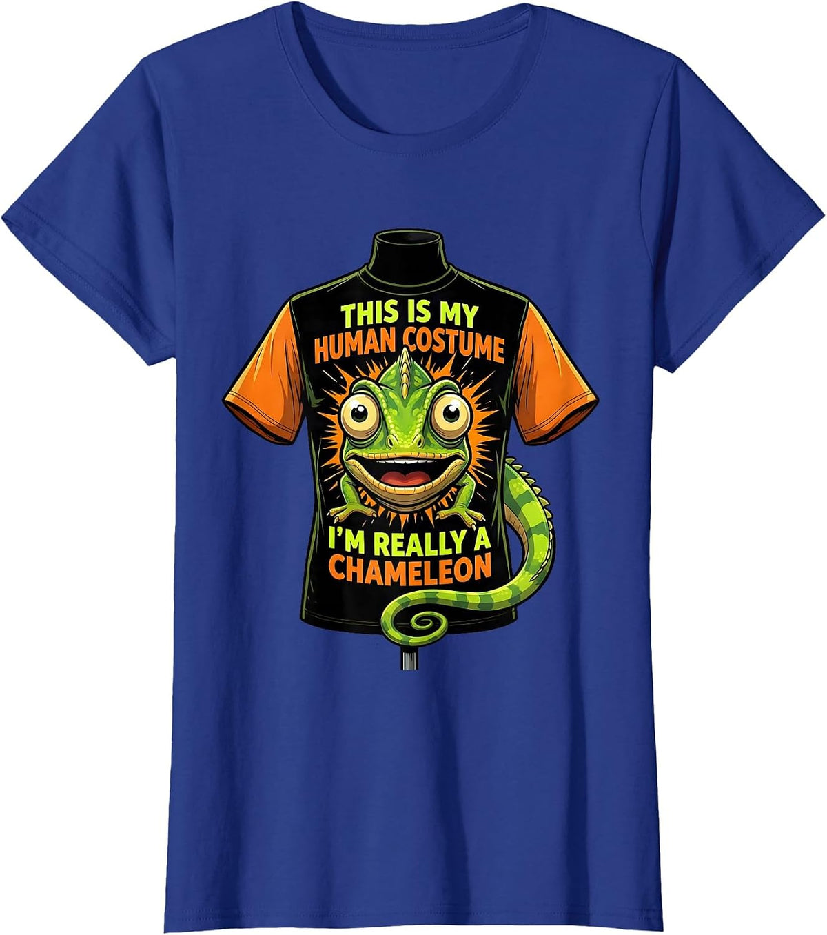 Women's This Is My Human Costume I'm Really A Chameleon Funny T-Shirt - Royal Blue