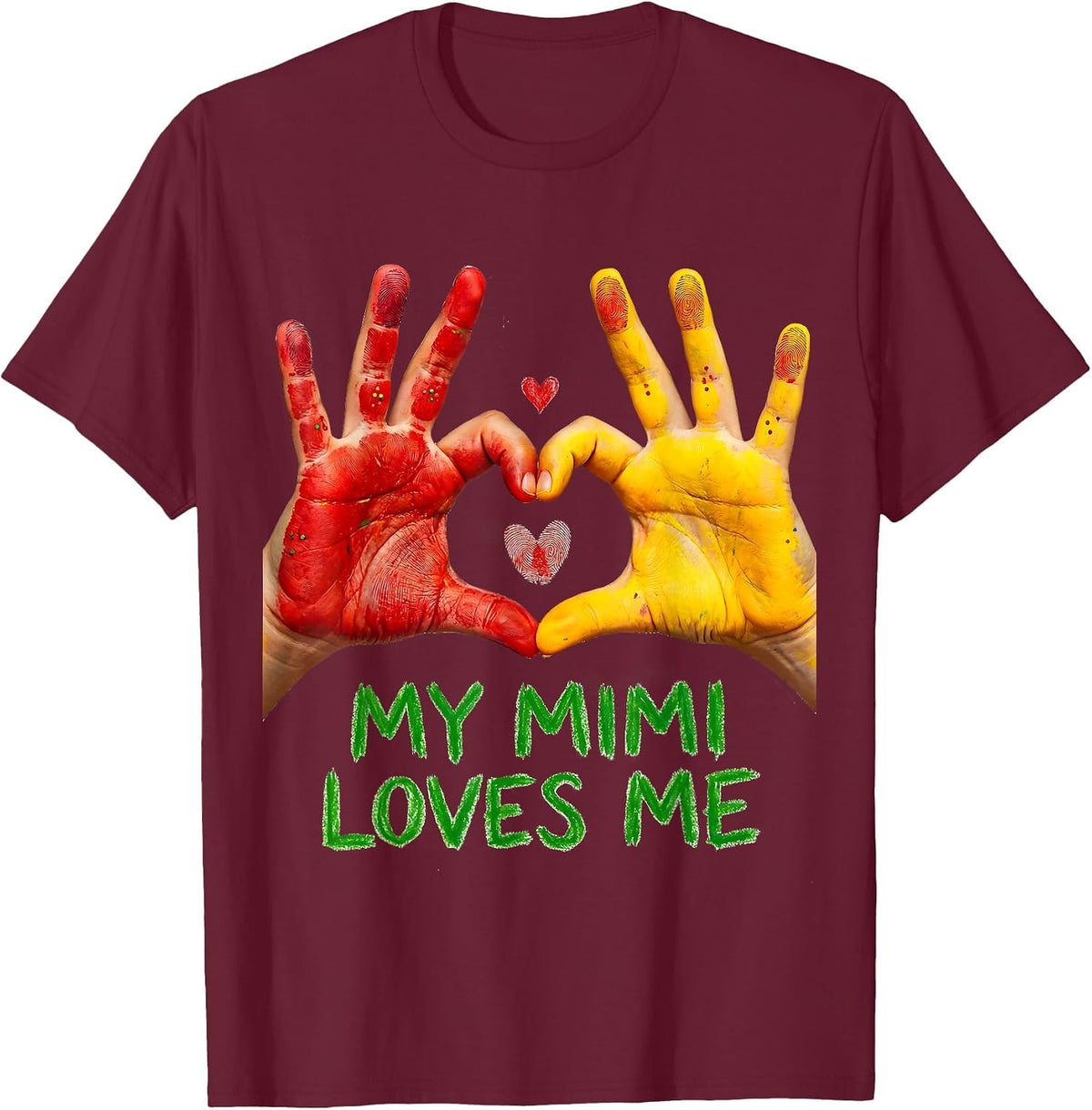 My Mimi Loves Me Whimsical Grandchild Love Gift for Grandma T-Shirt - Burgundy