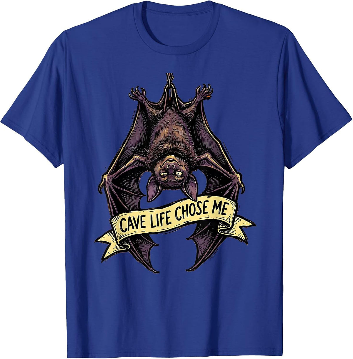Cave Life Chose Me Bat Graphic Design T-Shirt - Royal Blue