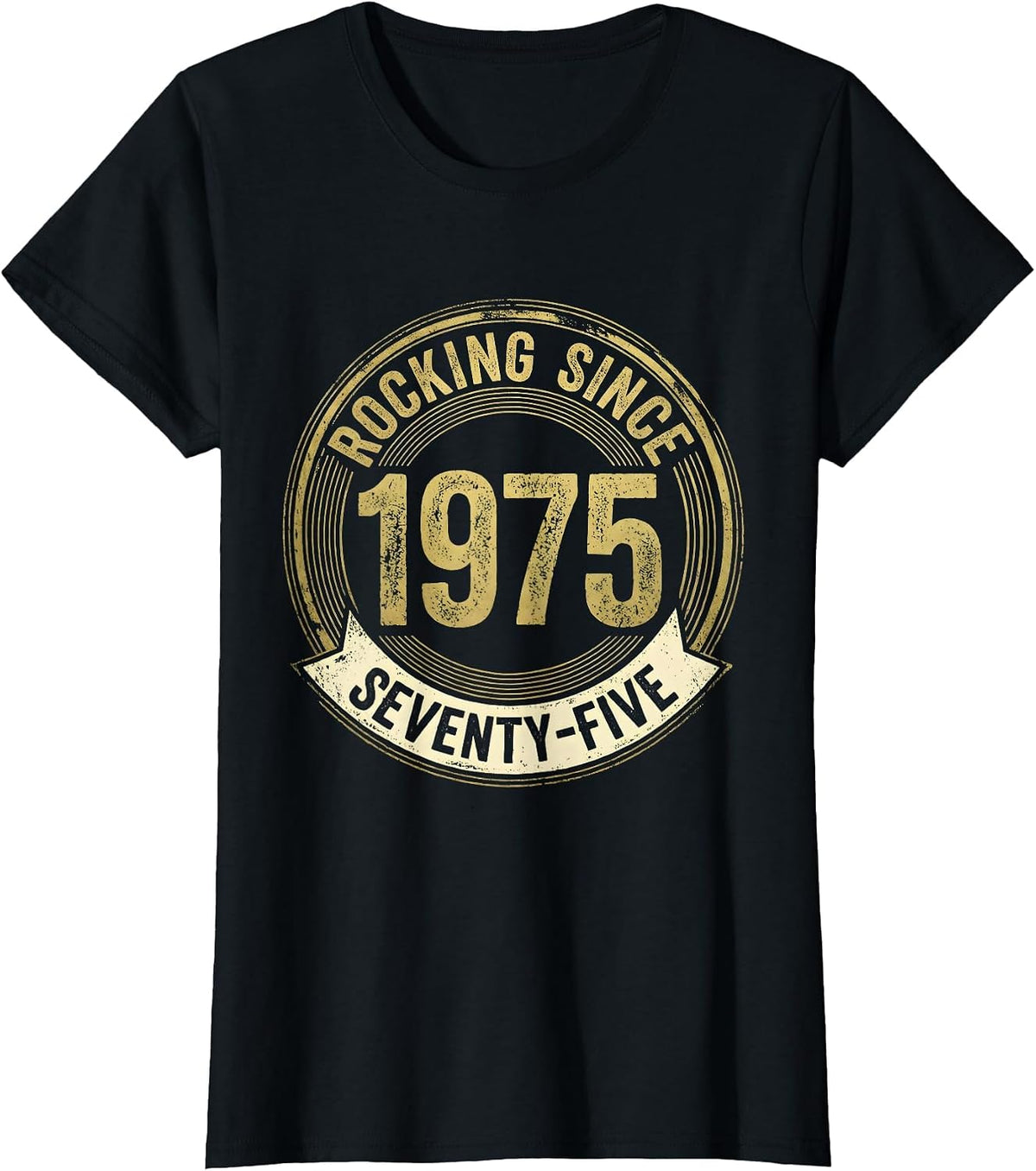 Rocking Since Seventy-Five Vintage 1975 Design T-Shirt - Black