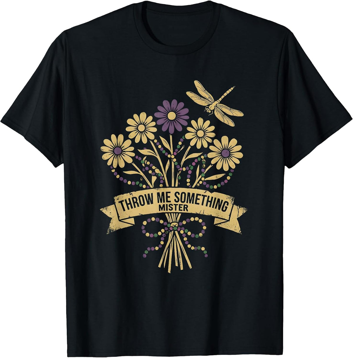 Men's Throw Me Something Mister Mardi Gras Design T-Shirt - Black