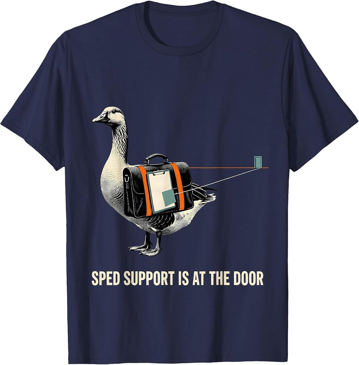 Men's SPED Support Is At The Door Funny SPED Teacher Special T-Shirt - Navy Blue