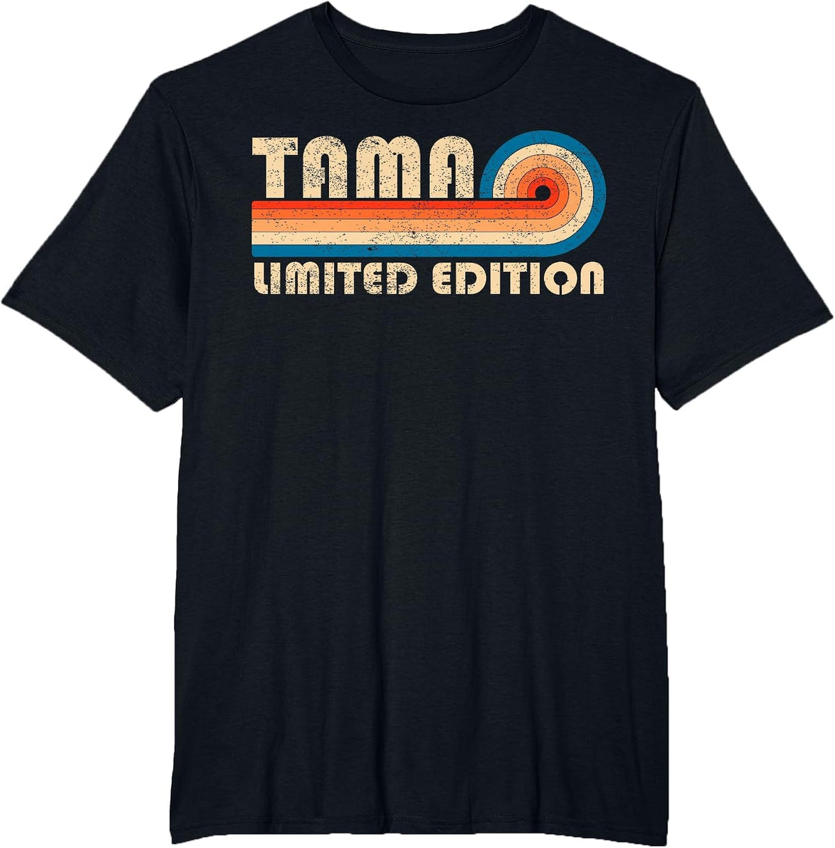 TAMA Retro 70s 80s Sunset Stripe T-Shirt - Black