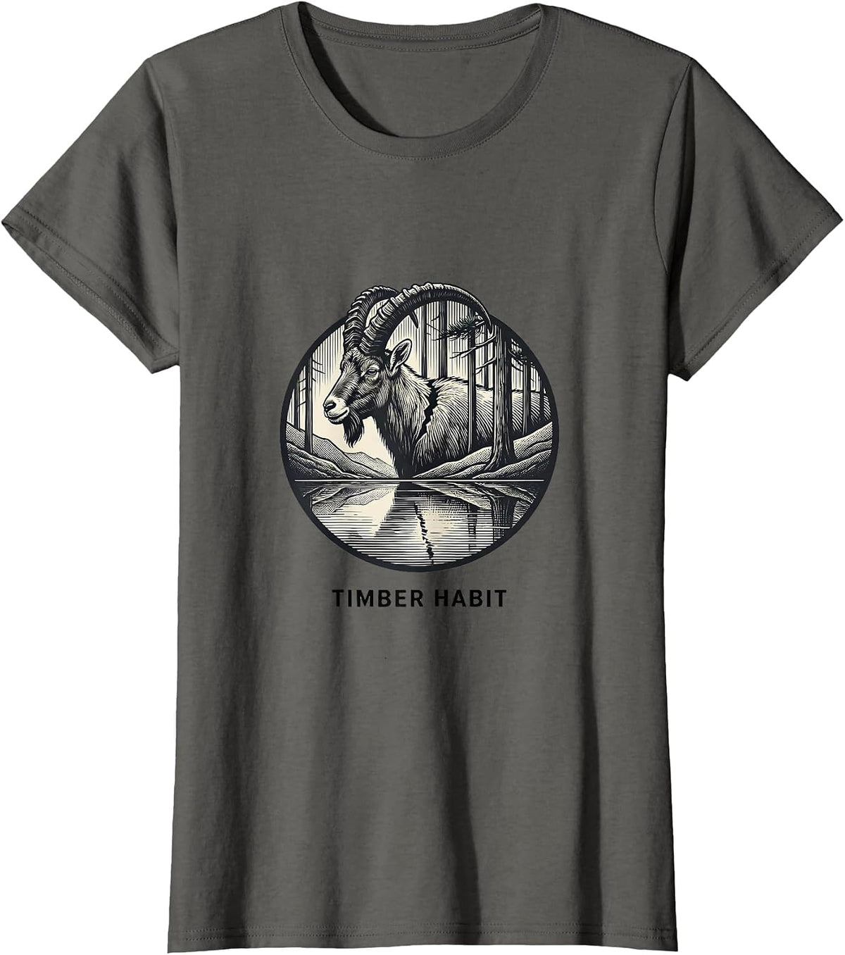 Women's Timber Habit Vintage Forest Wildlife Nature Outdoor T-Shirt - Asphalt Grey