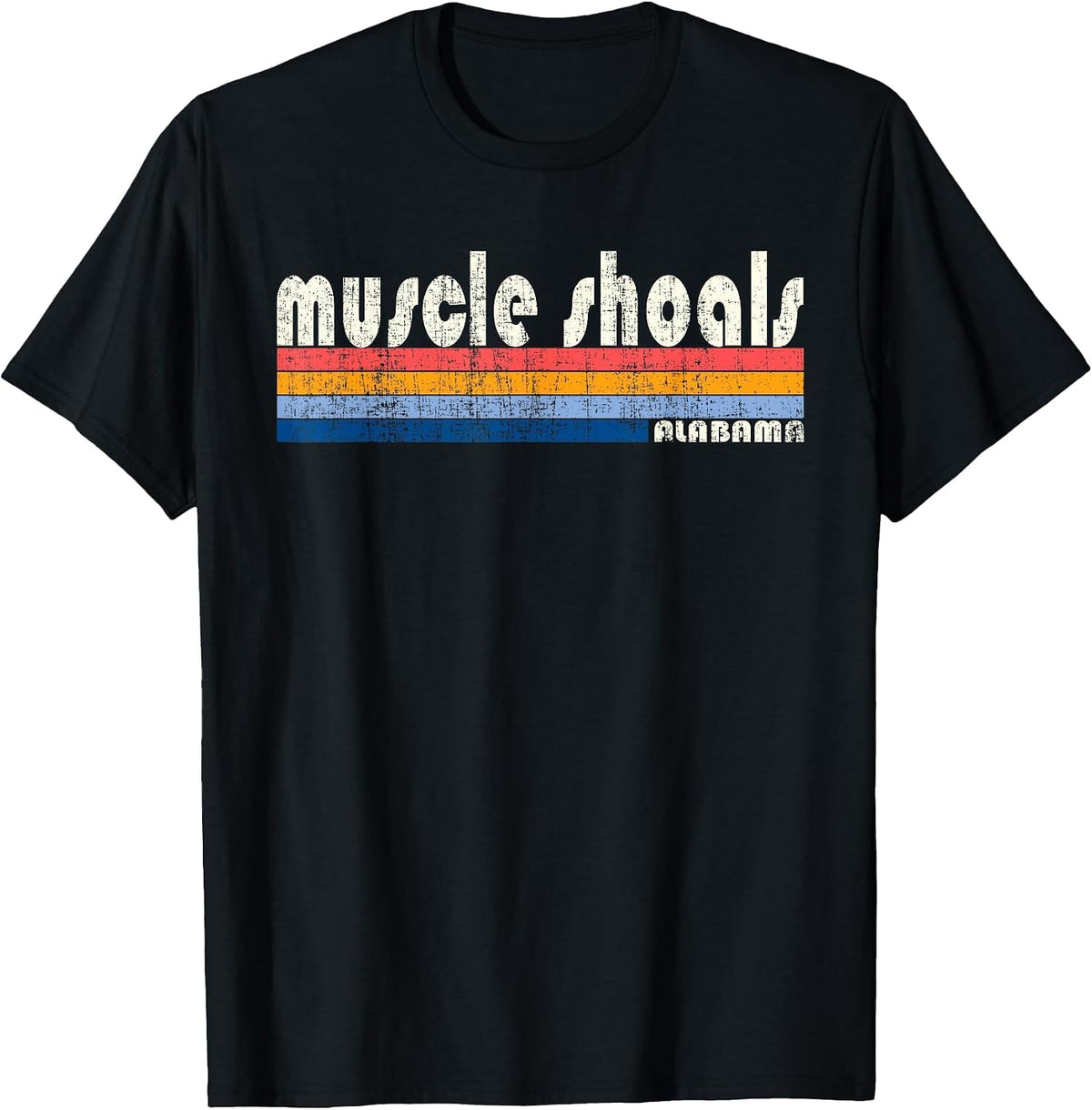 Vintage 70s 80s Style Muscle Shoals AL T-Shirt - Black