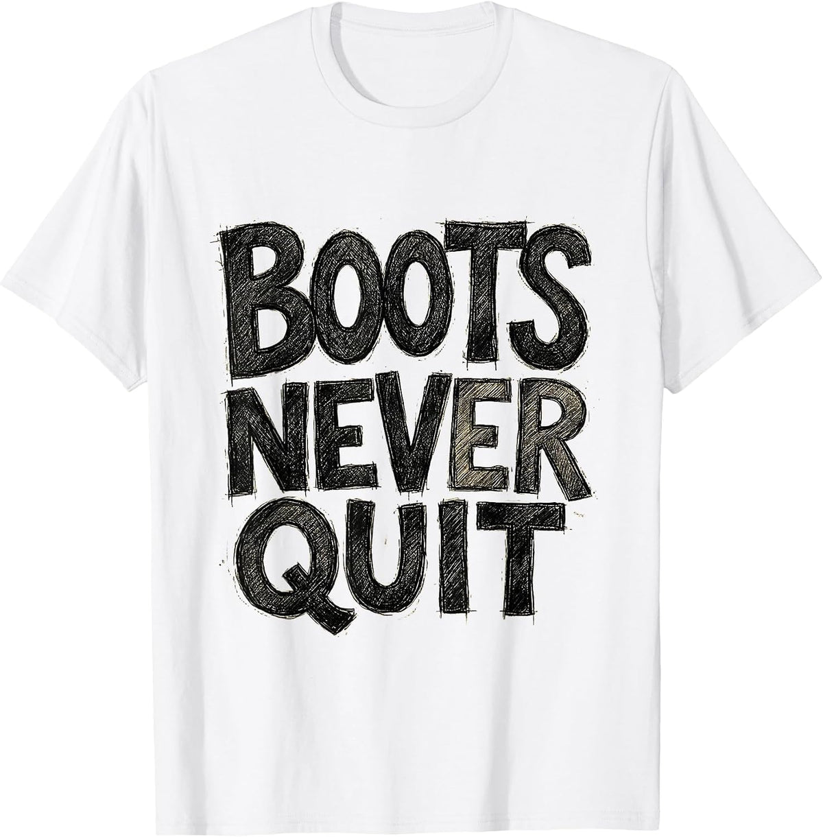 Men's Boots Never Quit Cowboy Western Design T-Shirt - White