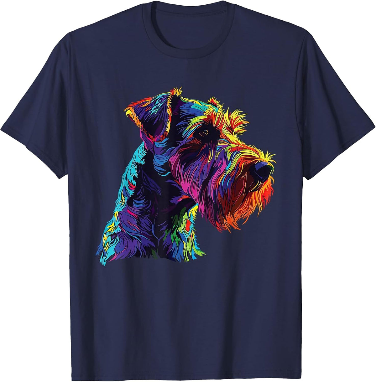 Watercolor Colorful Airedale Terrier Dog T-Shirt - Navy Blue