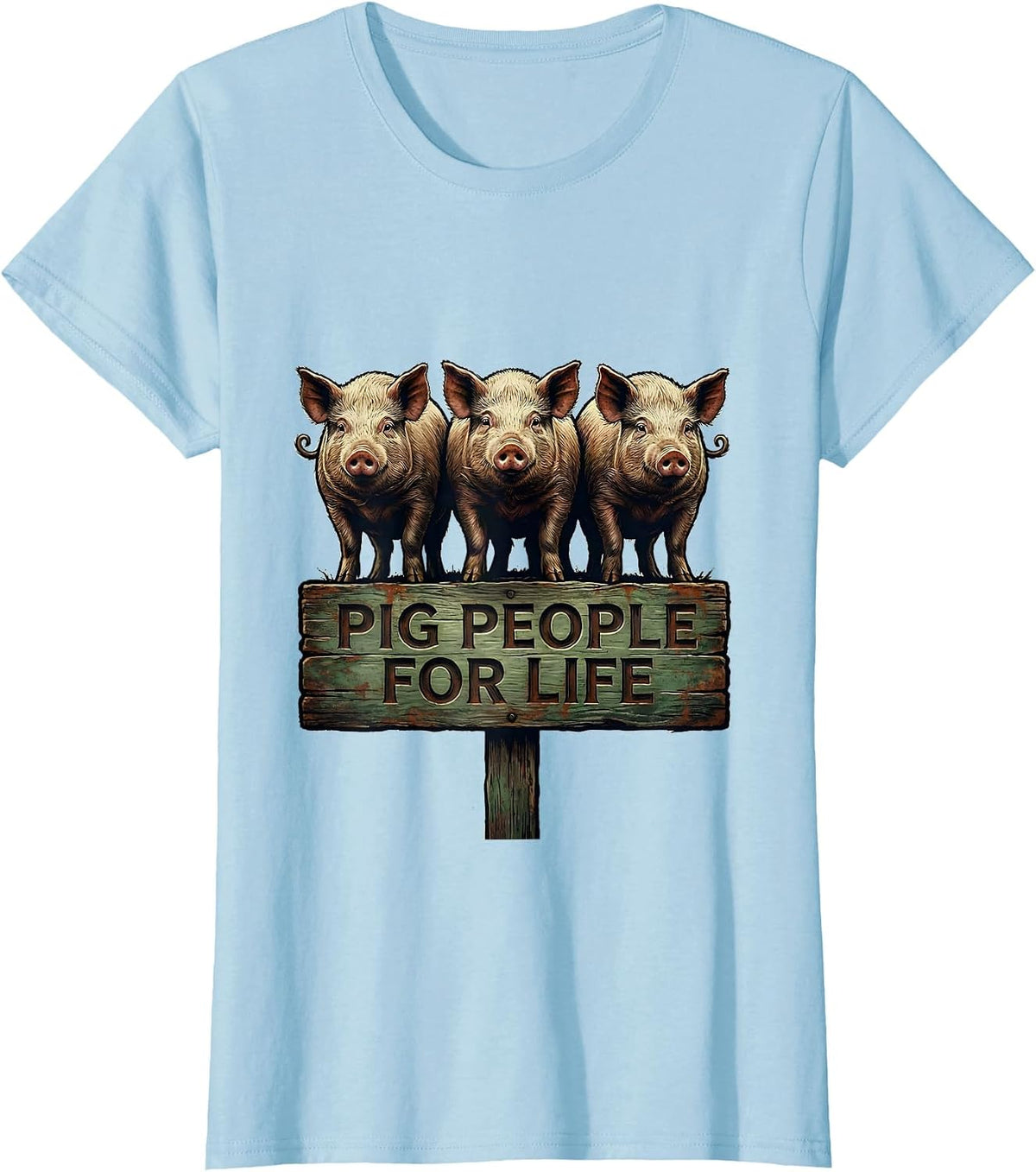 Pig People For Life Funny Pig Farm Animal Lover Vintage T-Shirt - Baby Blue