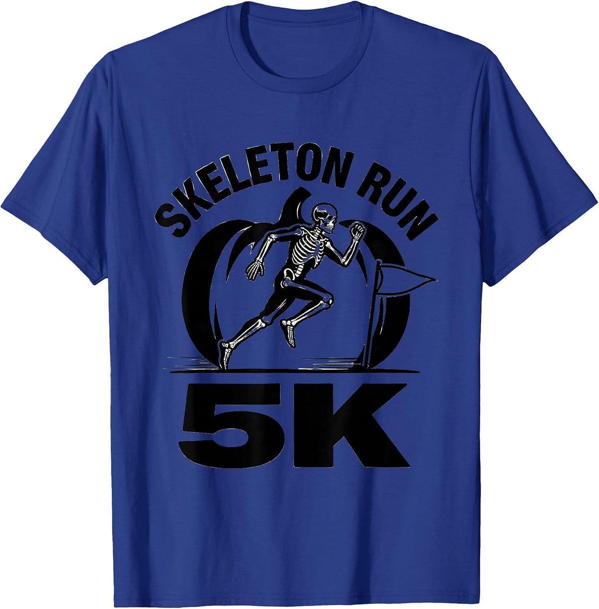 Skeleton Run 5K Funny Halloween Pumpkin Running Costume T-Shirt - Royal Blue