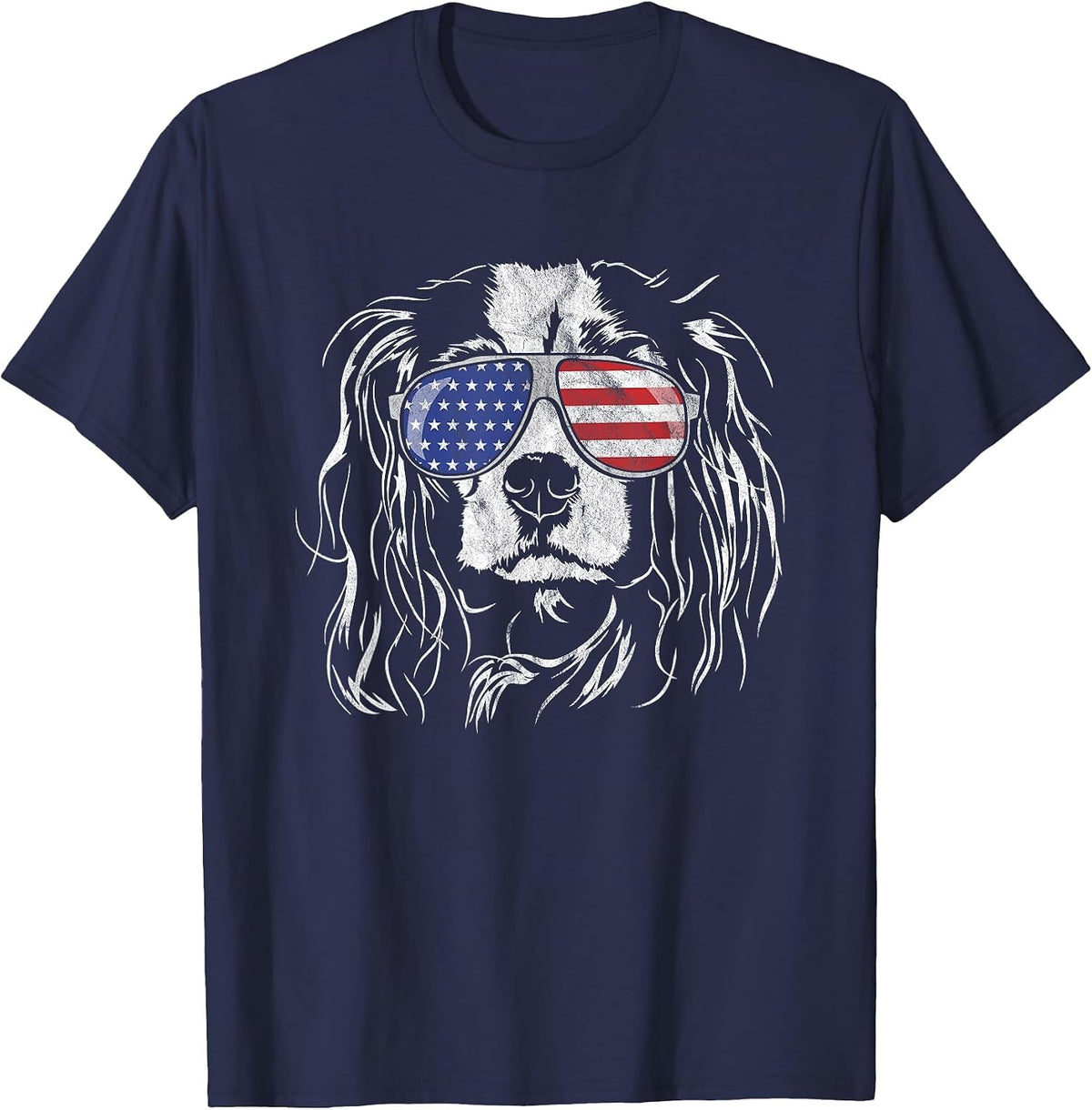 Funny Proud Cavalier King Charles Spaniel Patriotic Dog tee T-Shirt - Navy Blue