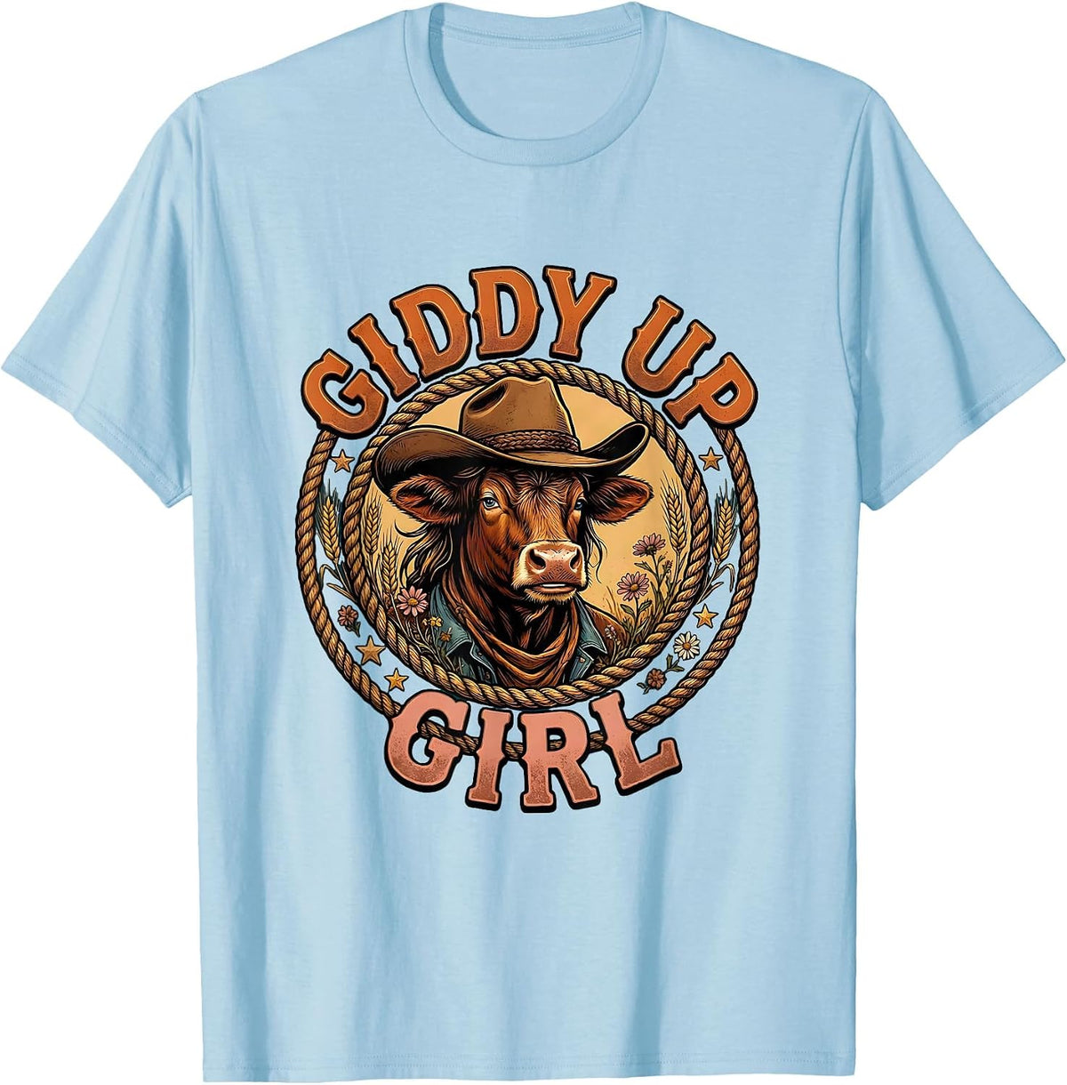 Men's Giddy Up Girl Western Cowboy Design T-Shirt - Baby Blue