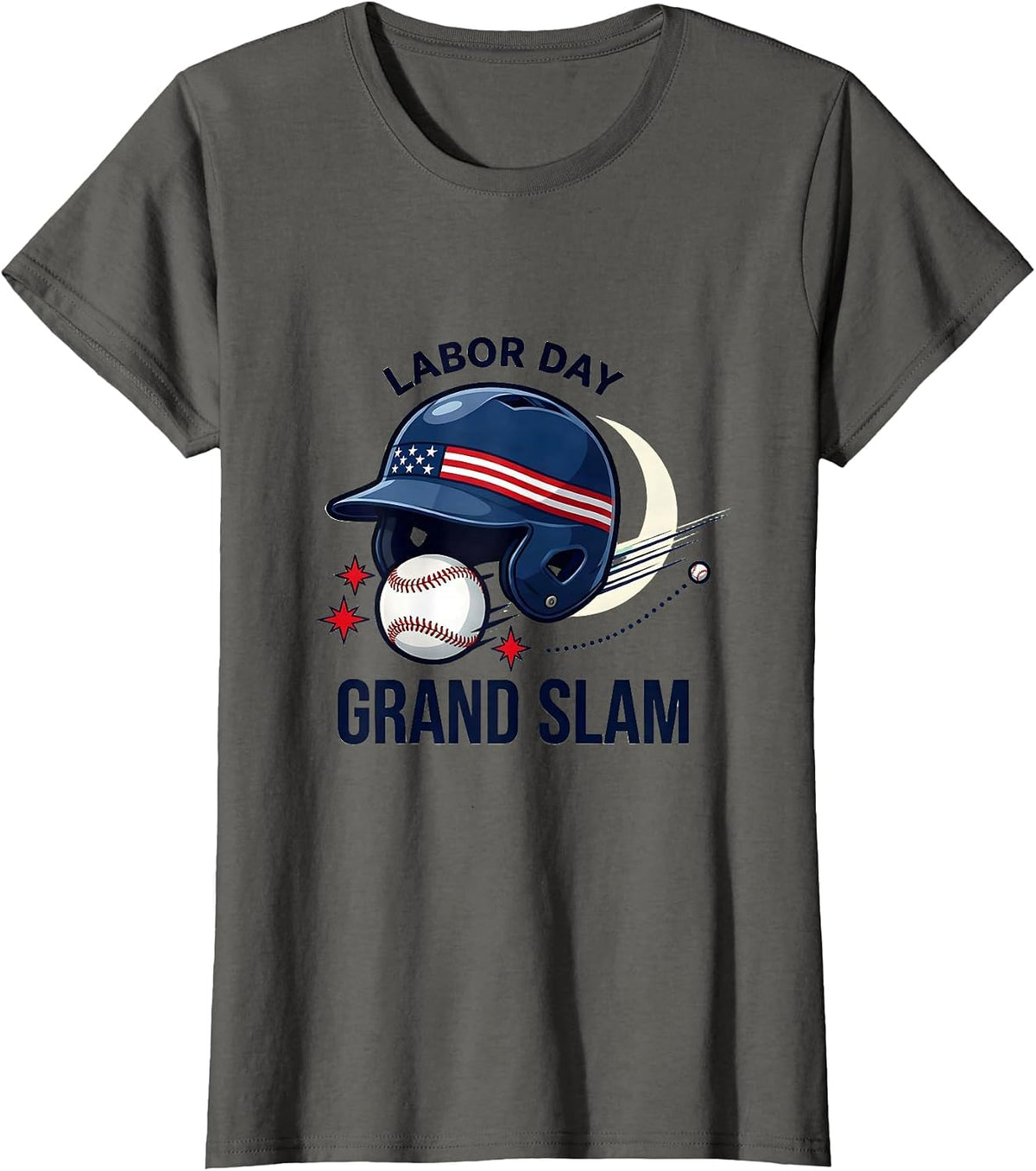 Women's LABOR DAY GRAND SLAM Funny Baseball Player Fourth of July T-Shirt - Asphalt Grey