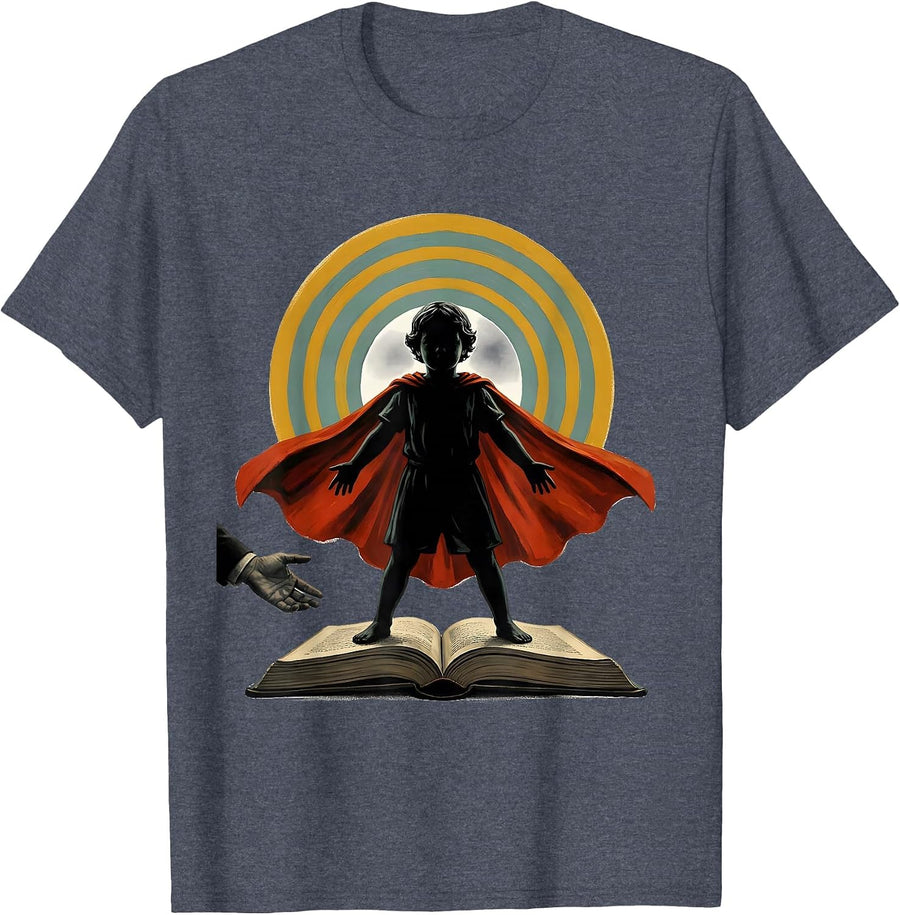Caped Teacher Hero Classroom Humor Appreciation Gift T-Shirt - Heather Blue