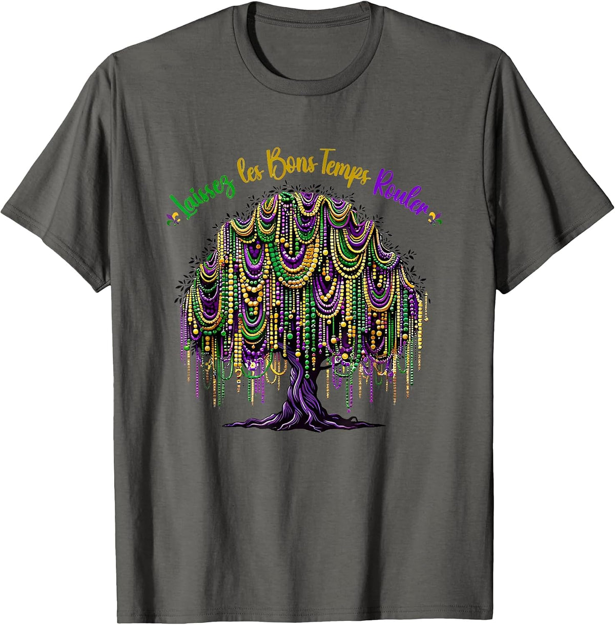 Mardi Gras Beads Tree Carnival New Orleans 2025 for Men T-Shirt - Asphalt Grey