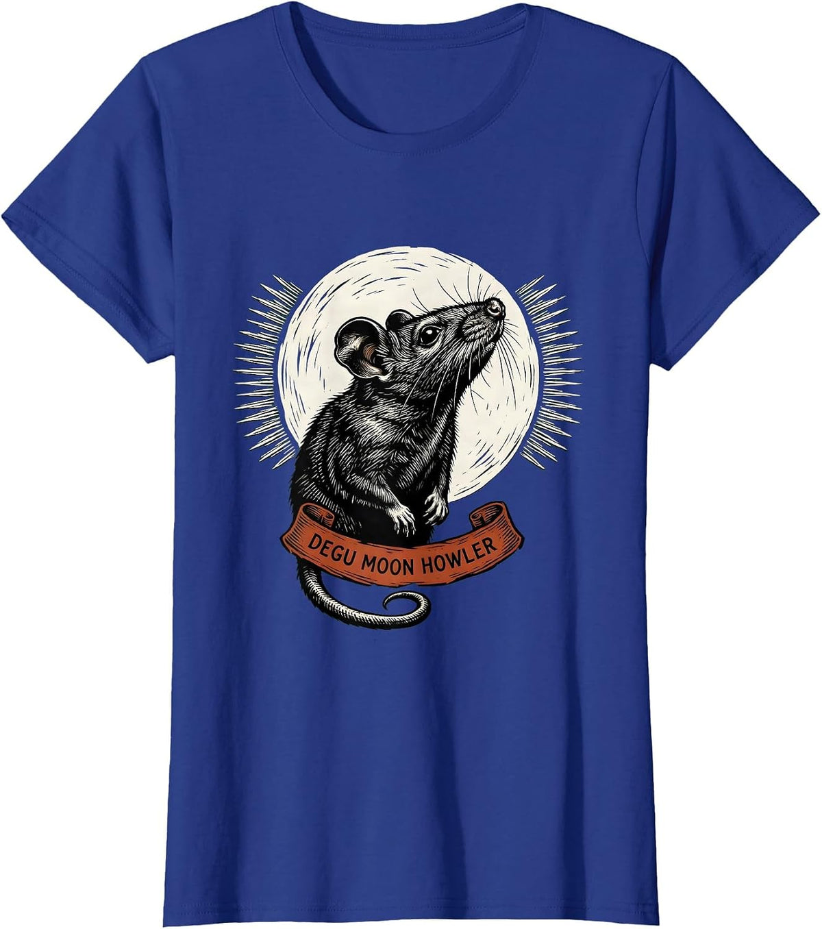 Women's Degu Moon Howler Funny Ferret Lover Small Mammal Pet Humor T-Shirt - Royal Blue