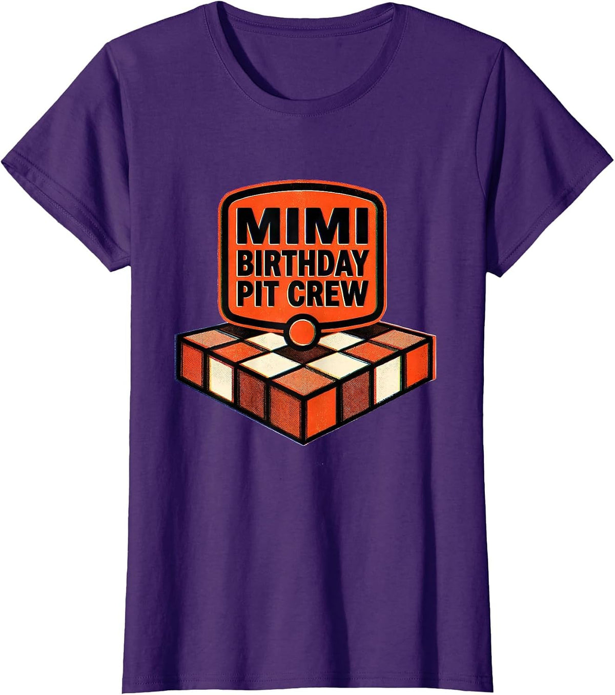 Women's Mimi Birthday Pit Crew Race Car Family Matching Party T-Shirt - Purple