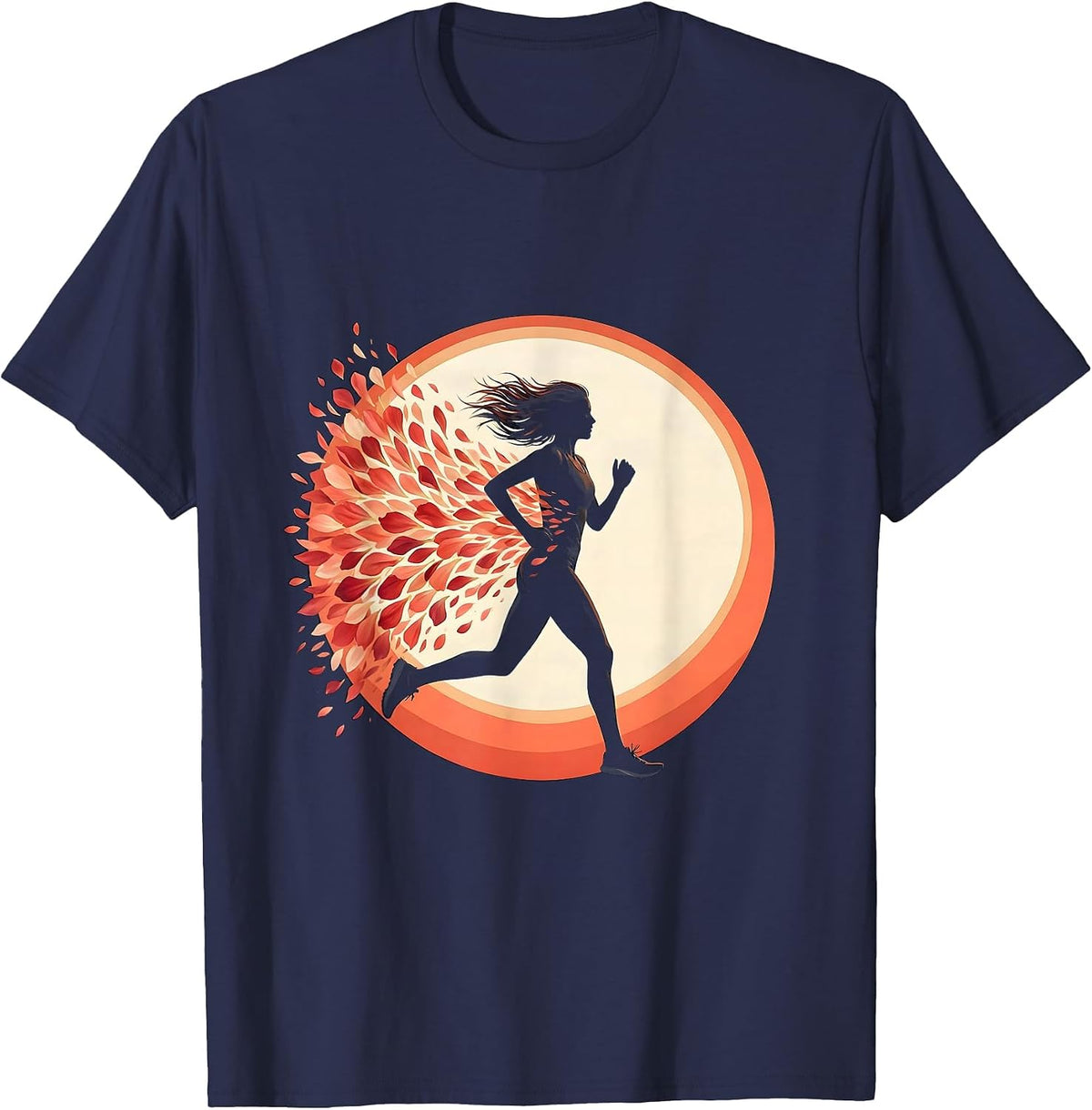 Runner in Bloom Floral Athletic Graphic T-Shirt - Navy Blue