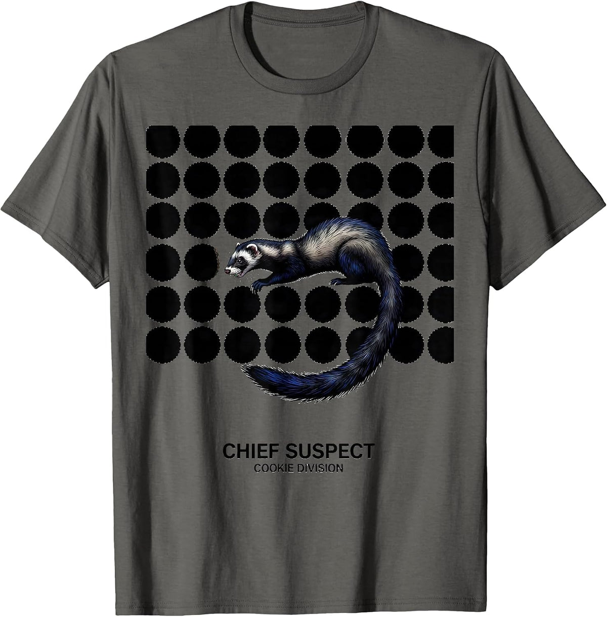 Chief Suspect Cookie Division Funny Ferret Lover Gift T-Shirt - Asphalt Grey