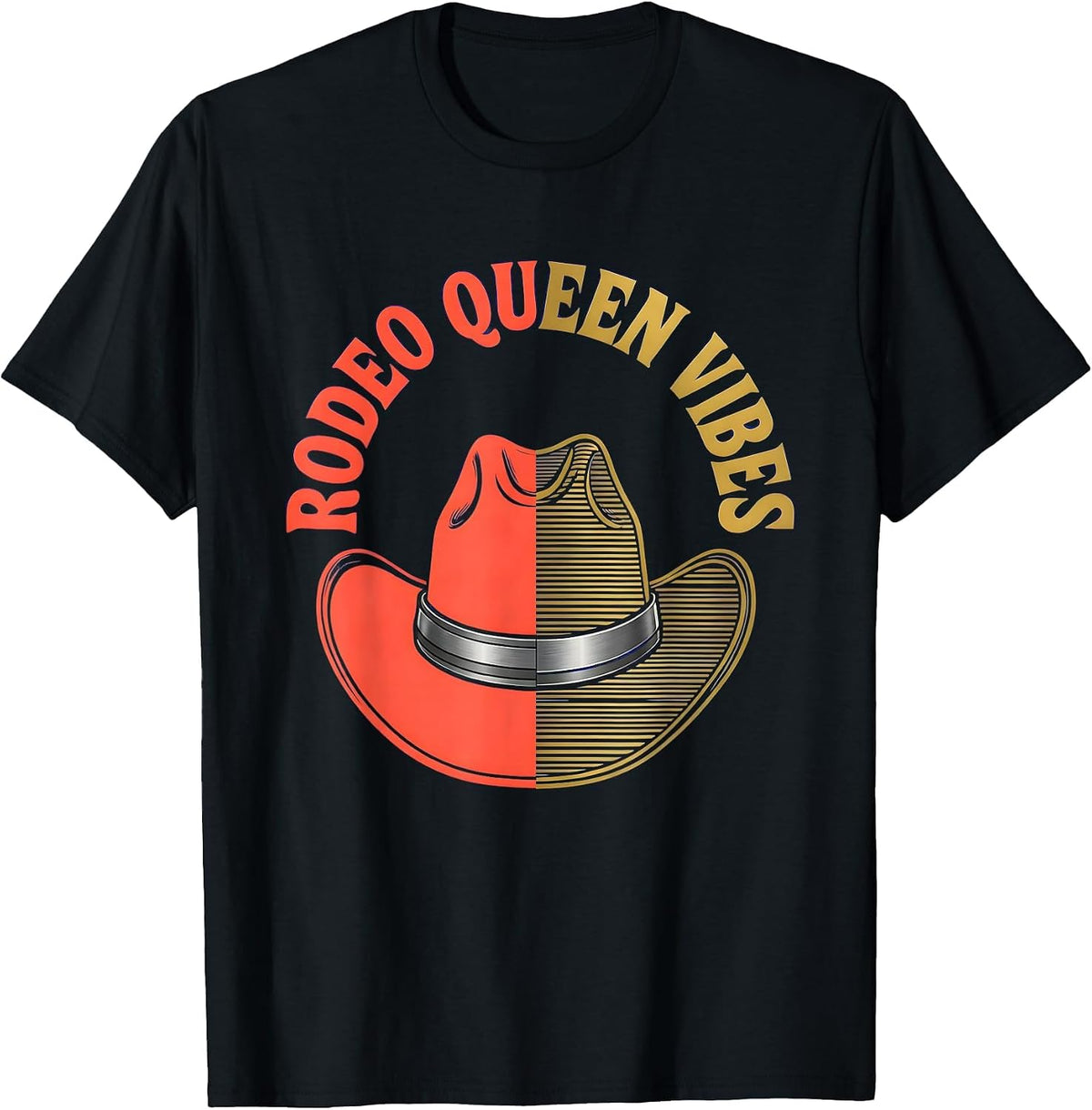 Men's Rodeo Queen Vibes Cowgirl Graphic Design T-Shirt - Black