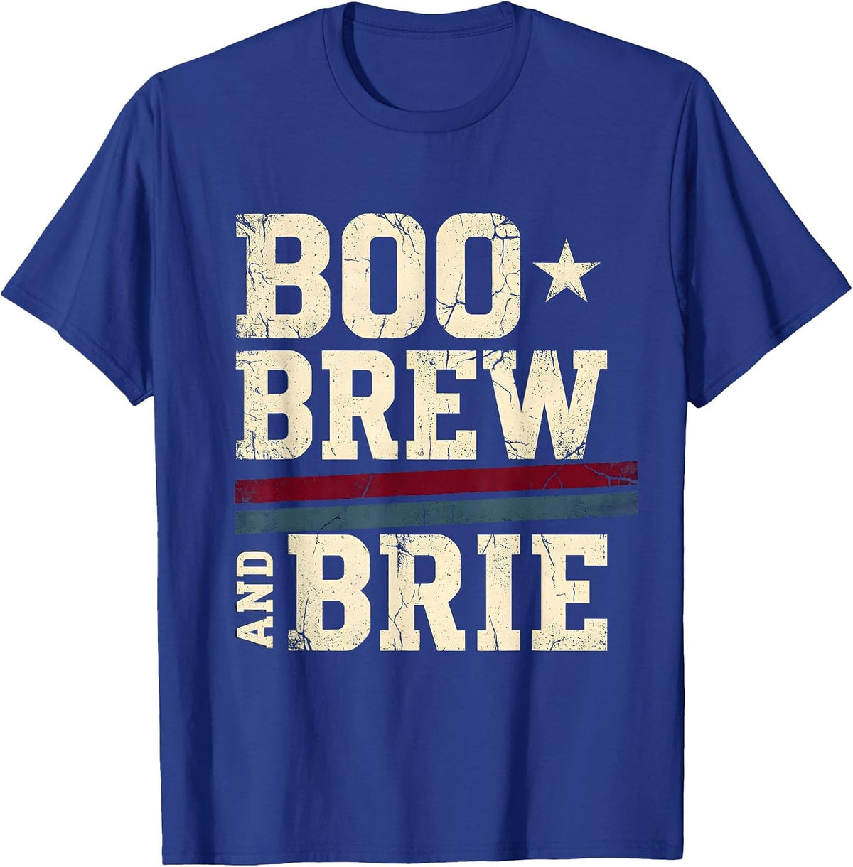 Men's Boo Brew and Brie Halloween Wine Cheese Design T-Shirt - Royal Blue