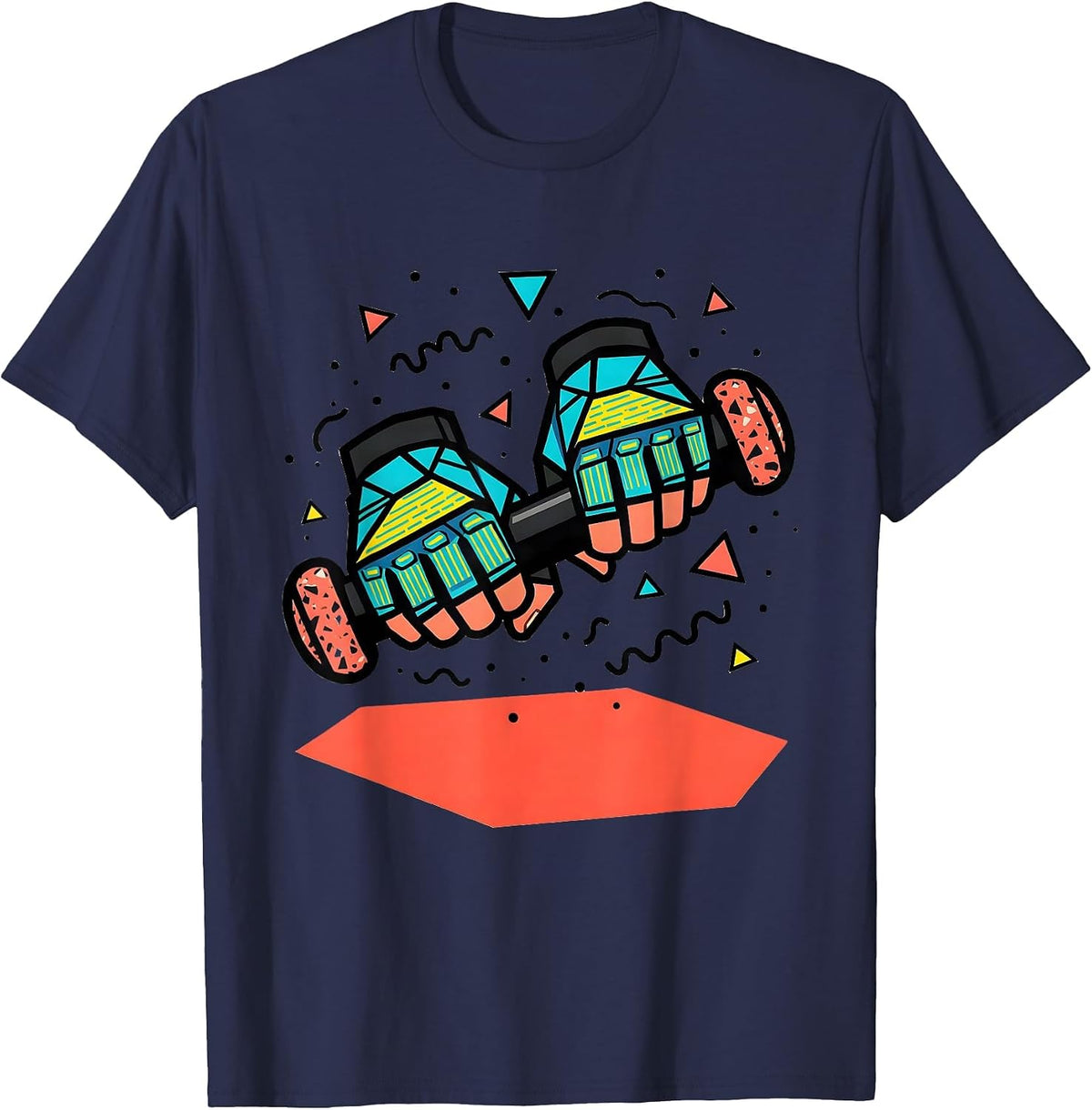 Men's 80s Motorcycle Grip Fingerless Gloves Graphic T-Shirt - Navy Blue