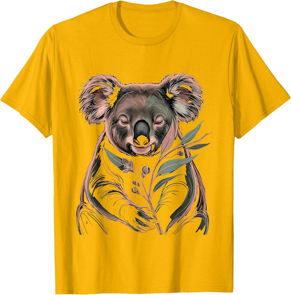 Men's Koala Boho Hand Drawn Cute Animal Lover Gift T-Shirt - Golden Yellow
