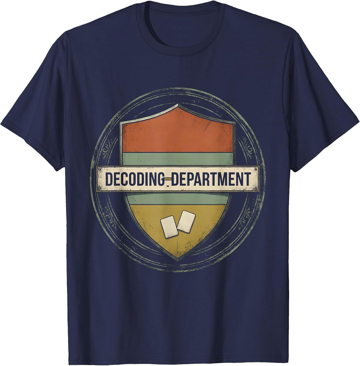 Decoding Department Vintage Dyslexia Teacher Specialist T-Shirt - Navy Blue