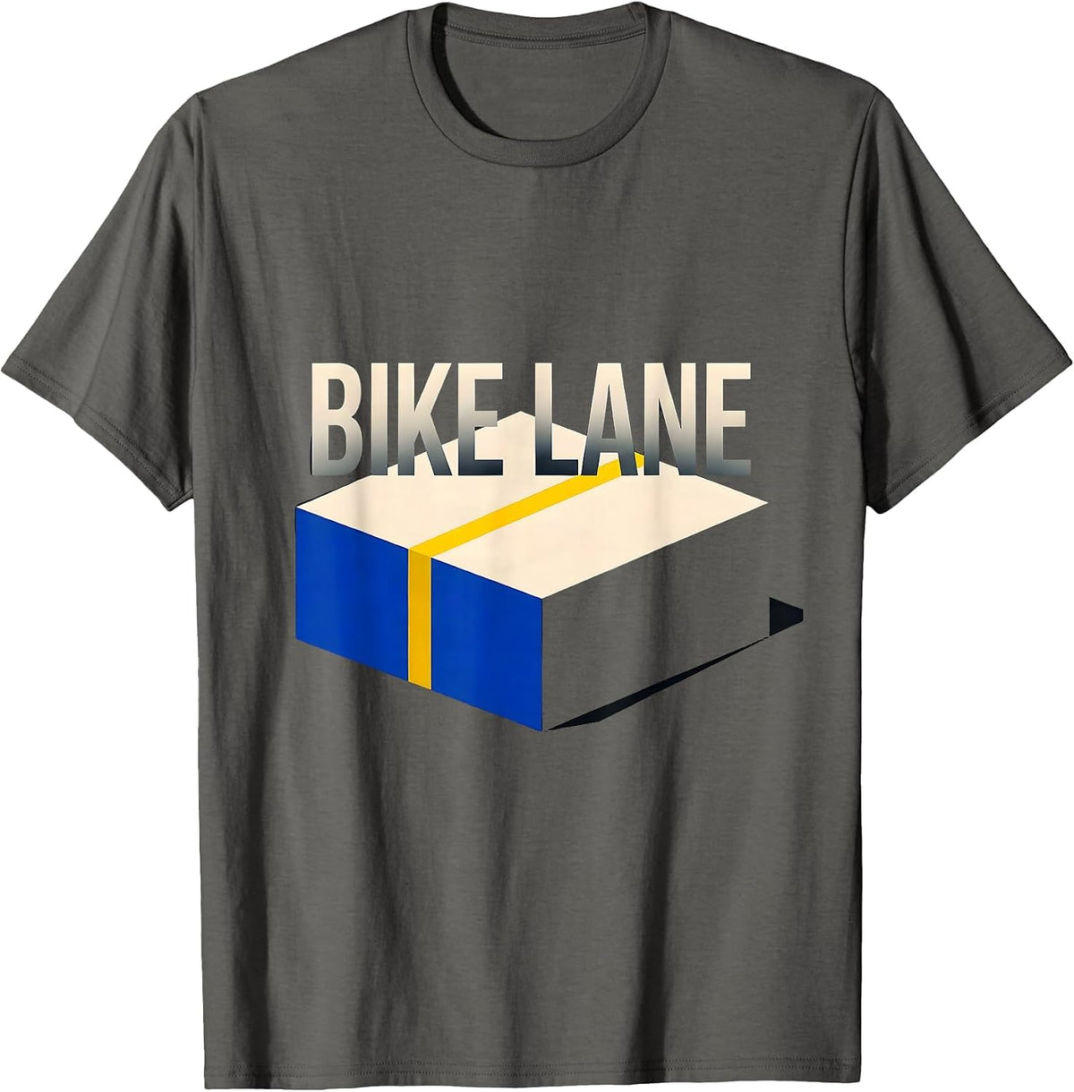 Men's BIKE LANE Isometric Vector Halloween Road Sign Costume T-Shirt - Asphalt Grey